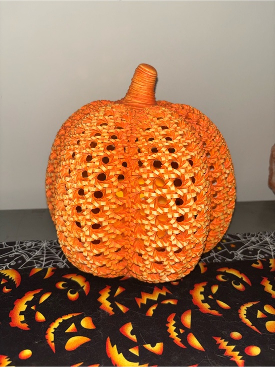 Other - Flickering candle Orange Crochet Pumpkin Décor